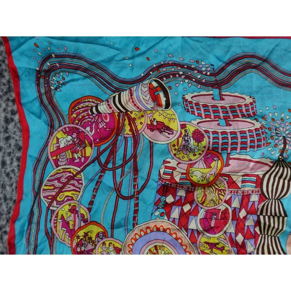 Unbranded Scarf Women 35x25‎ Turquoise Good Abstract Mechanical Print Art Decor